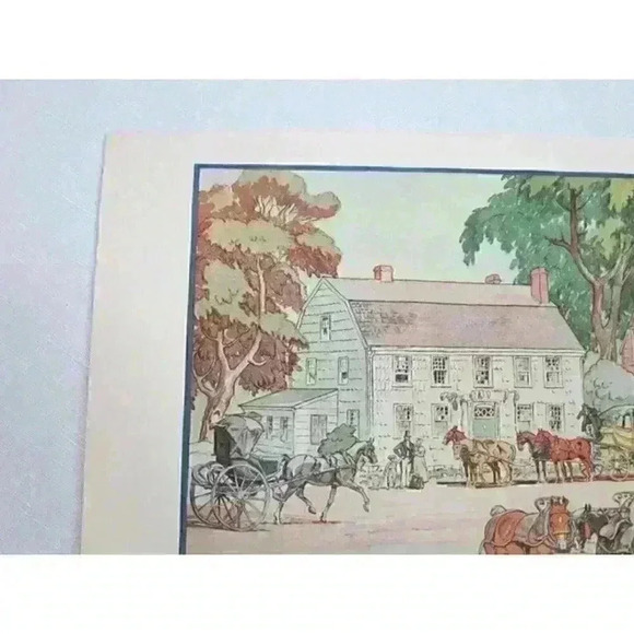 Art Print Edward Penfield INN ON THE BOSTON POST 1804 Color Litho 9x12 Antique - Picture 2 of 12